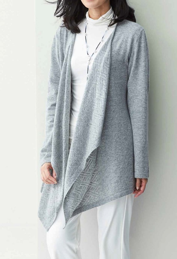 最高級のカシミヤ100％ レース模様のカシミヤロングカーディガン 