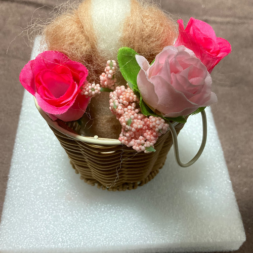 羊毛フェルトシーズー 花かご 母の日ギフト 羊毛フェルト doglover 