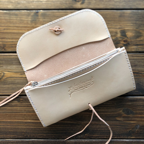 ヌメ革/手縫い コンチョ・チョーキング ロングウォレット】 長財布 yc_