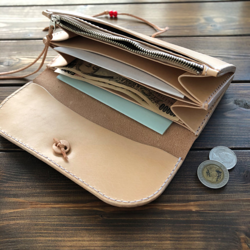 ヌメ革/手縫い コンチョ・チョーキング ロングウォレット】 長財布 yc_