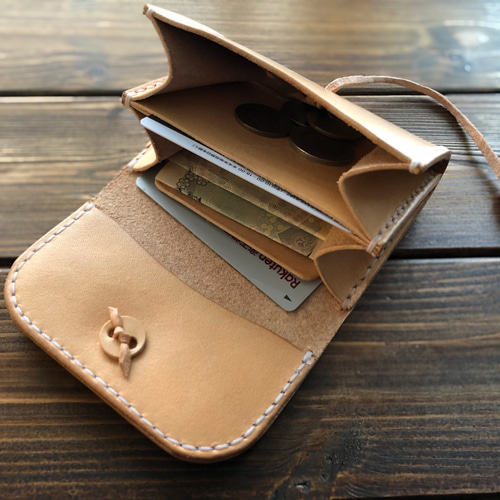 ヌメ革/手縫い コンチョ・チョーキング ミニウォレット】 小銭入れ