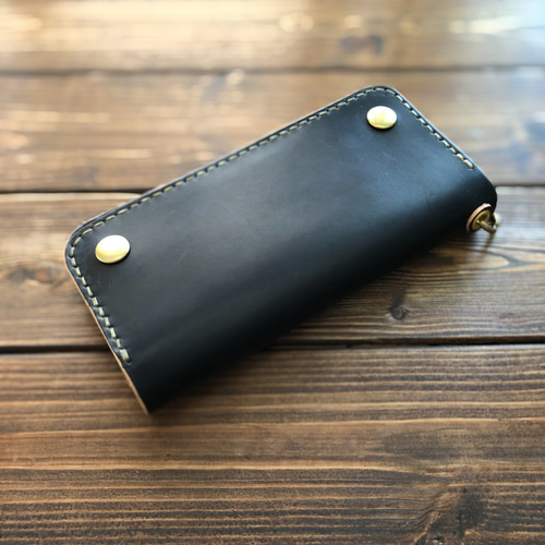 ヌメ革/丘染めB BLACK ロングトラッカーウォレット 42talon】 長 ヌメ革/丘染めB BLACK ロングトラッカーウォレット 42talon】 長