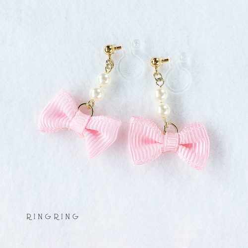 子供 ビーズ アクセサリー イヤリング★ピンクリボン 子供 ビーズ アクセサリー イヤリング☆ピンクリボン 【公式通販】