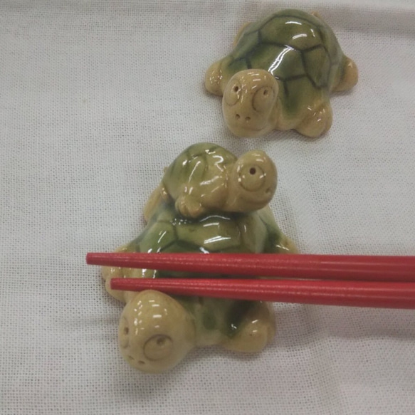 亀の親子　陶器　手作り 亀の親子陶器手作り