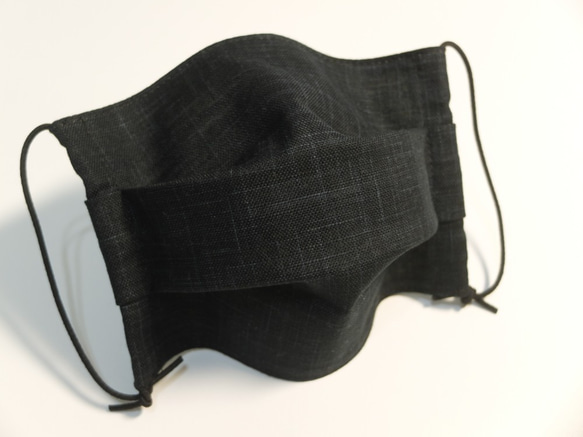エレガントな黒の環境に優しい布マスク/日本布/綿100％通気性/交換可能なフィルター素材/中央開口部 5枚目の画像
