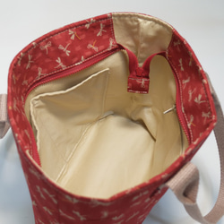 紅蜻蜓—石榴石紅手提包 / 袋身輕 / 質感佳 / 100%棉布 第4張的照片
