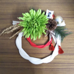 大輪の菊のお正月しめ縄飾り 3枚目の画像