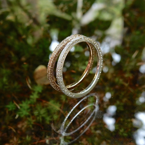 Decorato anello “cintolo” ー飾り彫りリング ”細紐”ー K10YG