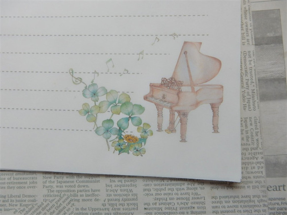 幸運の四つ葉クローバー～ニューヨークスタインウェイ風ピアノレターセット 5枚目の画像