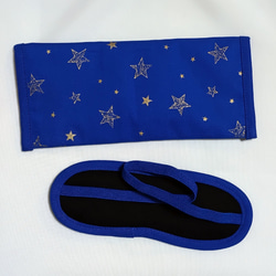 お客様ご注文分◇子供用 アイマスク ケース モンテッソーリ   ラメ星柄　ブルー 3枚目の画像