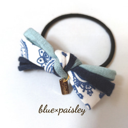 リボン　ヘアゴム♡セレシャムリボン♡ブルー♡ハンドメイド 1_b63ca3e5041d9be9ce52e2952f05