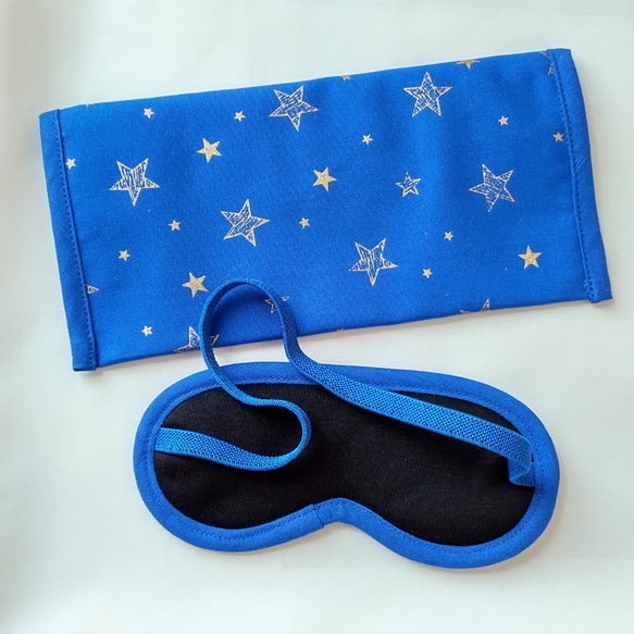 子供用 アイマスク ケース モンテッソーリ 幼児教育 ラメ　星柄　ブルー 2枚目の画像