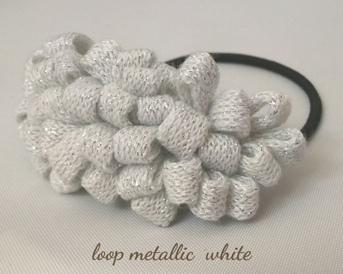 ヘアゴム ✩.*˚クリア×ホワイト ワークランプ♡ ヘアゴム ループ ラメ