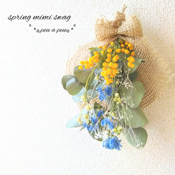 【再販♡mimi】ミモザ&デルフィニウム春のさわやかスワッグ 1枚目の画像