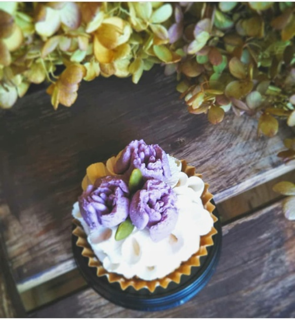 ヴィーガン&グルテンフリー！  紫芋のフラワーケーキ☆２個セット 3枚目の画像