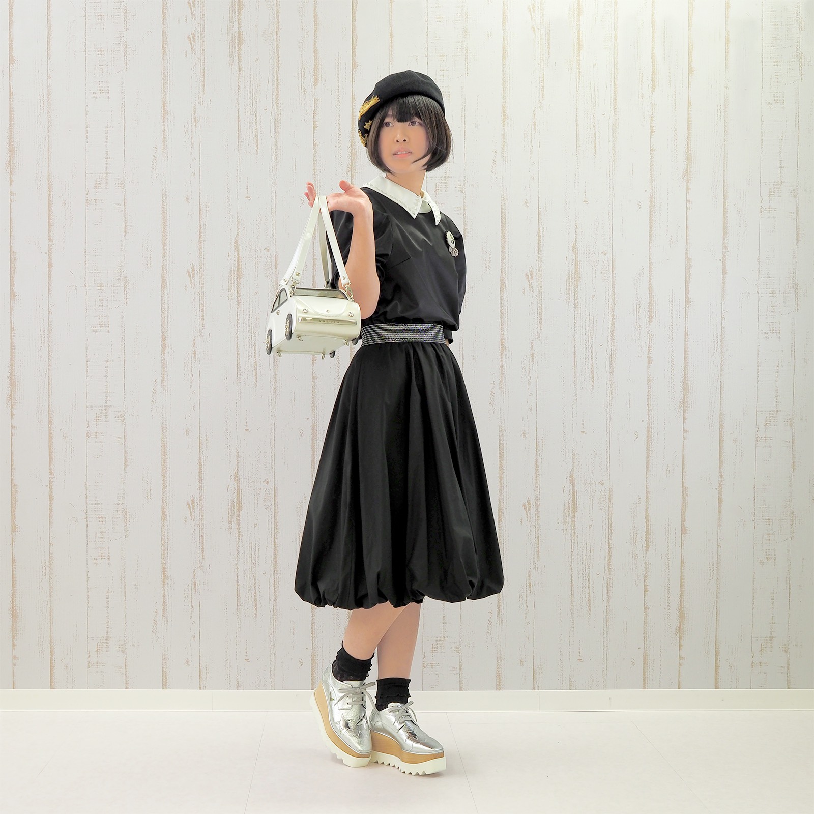 ゴムベルト バルーンスカート(ブラック)