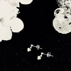 再販⑥ 本ロジウム☆最高級　シルバー　スクエアキュービックジルコニア　シンプルピアス/イヤリング 3枚目の画像