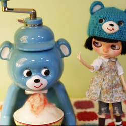 Blytheブライス尺寸手工編織kyoro剉冰熊きょろちゃん娃帽 第1張的照片