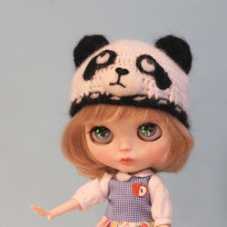 Blytheブライス大布尺寸手工編織熊貓帽 第1張的照片