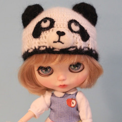 Blytheブライス大布尺寸手工編織熊貓帽 第2張的照片