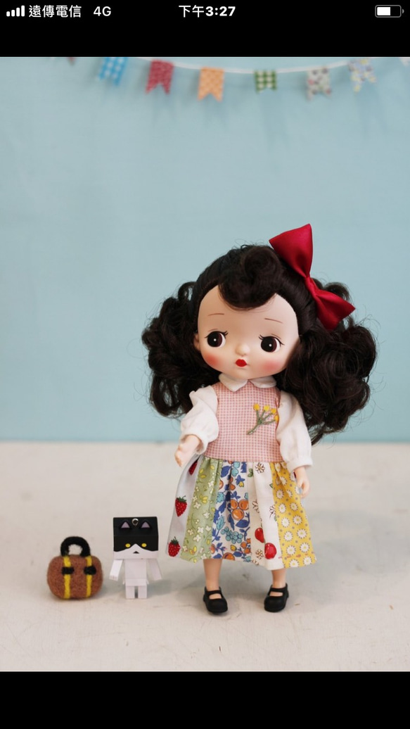 Holala、Blytheブライス尺寸手工日本布拼接娃洋裝(粉紅色黃果實款) 第2張的照片