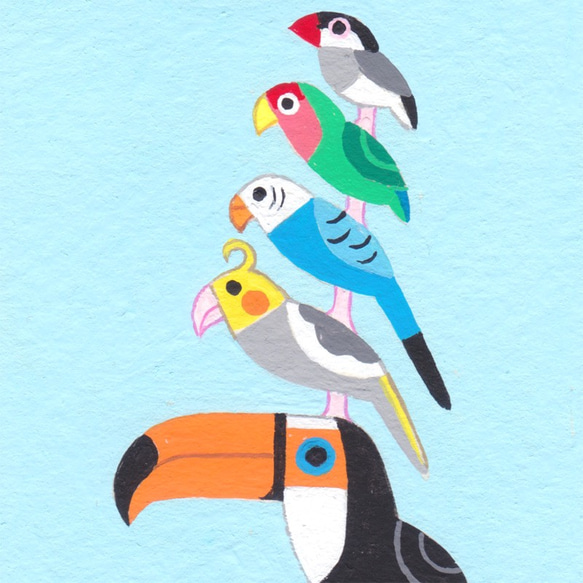 【期間限定額プレゼント！】絵本グランプリ大賞作家の絵画「小鳥ブレーメン（ライトブルー）」 3枚目の画像