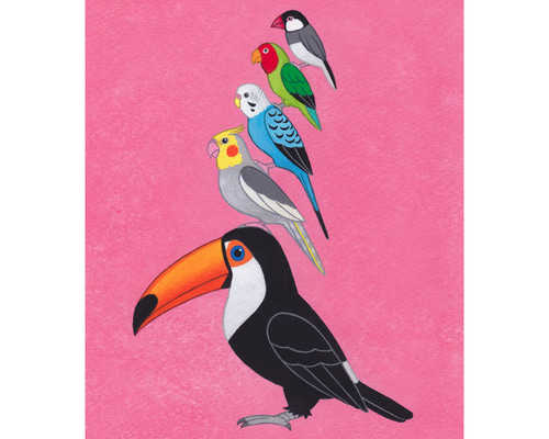 複製原画「小鳥ブレーメン ピンク ポスター」アート絵画 絵画 mau 通販