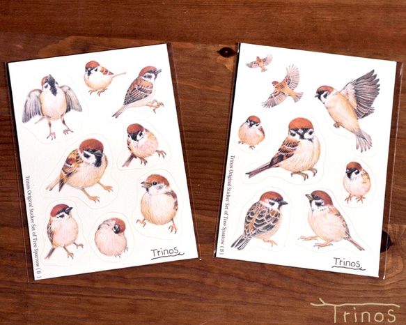 スズメのシールセット B set (八ヶ岳の小鳥たち) シール