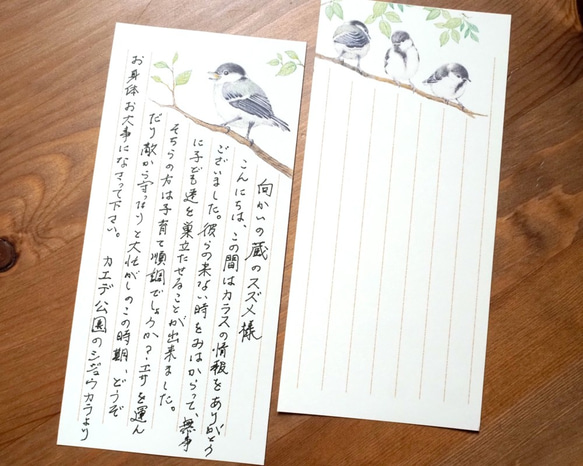 野鳥の歳時記・一筆箋　5月/シジュウカラ 3枚目の画像