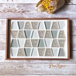 再販11】彫刻柄＆アンティーク＊モザイクタイルトレー タイルトレイ