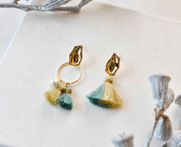 【1179】タッセルピアス／イヤリング 約12cm】タッセルピアス ☆イヤリング変更OK☆ | 羽織屋 etowa