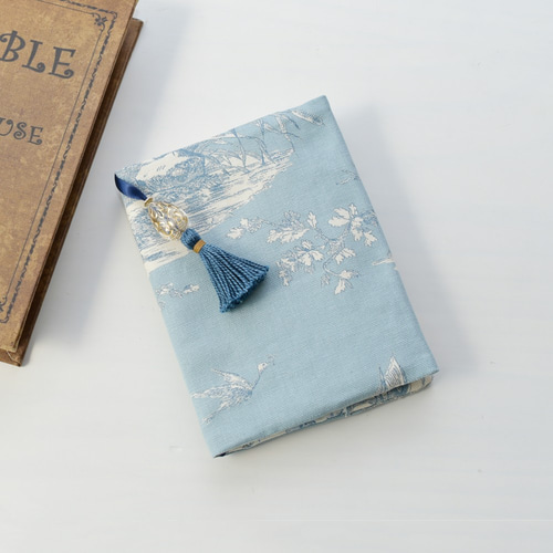2WAYタッセルつきブックカバー/ブルー ブックカバー tassel de