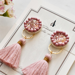 はる３wayタッセルピアス・イヤリング/Beads pink 2枚目の画像