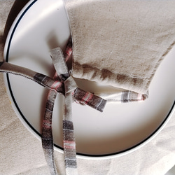 素敵なロングリボンマスク  可愛く紗栄子風立体ナチュラルリネン ミルクとおとめ色 4枚目の画像