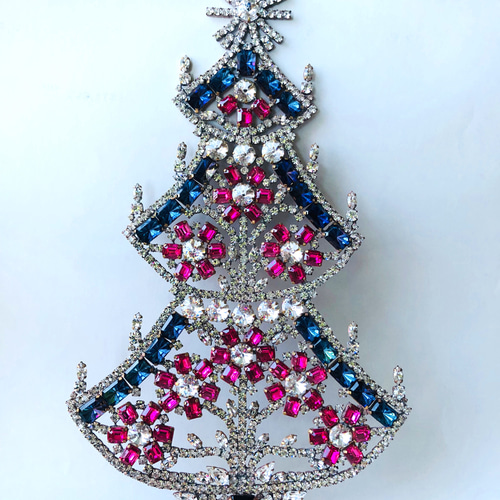 ビンテージ/特大/Husar.D刻印付き/チェコガラス/ツリー/グリーン