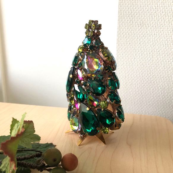 lさまご予約品◆チェコガラス◆ 両面3Dクリスマスツリー◆グリーン 3枚目の画像