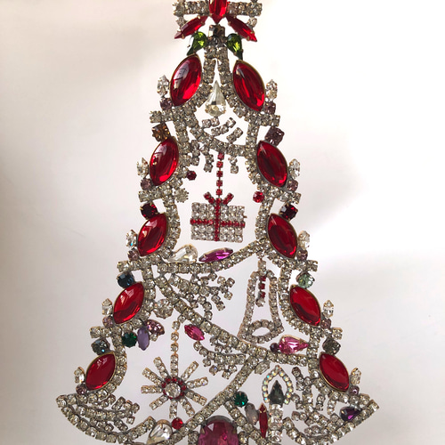 ビンテージ/チェコガラス/クリスマスツリー/スノーマン/チェコツリー/卓上 ビンテージ/チェコガラス/クリスマスツリー/スノーマン/チェコ