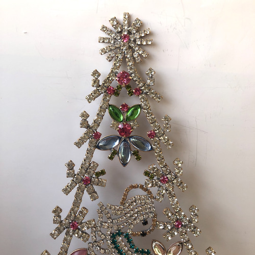 ◇チェコヴィンテージガラス◇ クリスマスツリー□Angel クリアxピンク