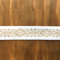 ジャガード織リボン(ホワイト×ベージュ)　１ｍ 3枚目の画像