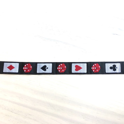 カード＆サイコロ　ジャガード織リボン(ブラック)　１ｍ 3枚目の画像