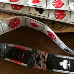 カード＆サイコロ　ジャガード織リボン(ホワイト)　１ｍ 3枚目の画像