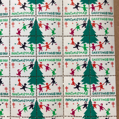 1969年 ヴィンテージ クリスマスシール 1シート イラスト