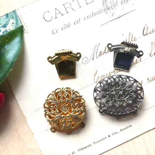 チェコ ヴィンテージクラスプ☆ネックレス留め具 金具・チェーン