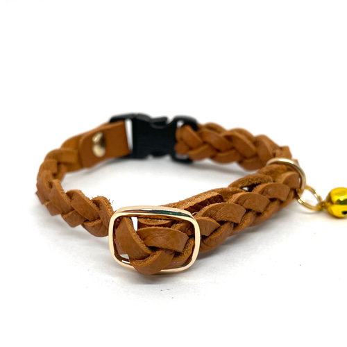 猫首輪 メッシュ フランス産高級レザー 本革 リード・首輪 BLUEGE