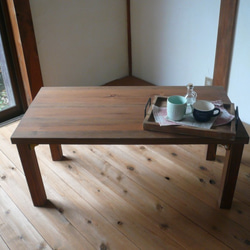 天然木のシンプルな折り畳みローテーブル　リビングテーブル　折り畳みテーブル 1枚目の画像