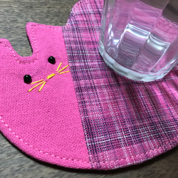 【ごろりんネコ】動物コースター　ピンク 1枚目の画像