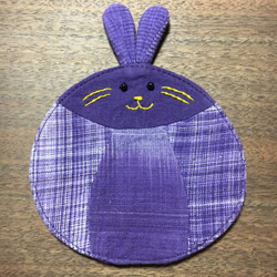 【ウサギ】動物コースター　紫 2枚目の画像