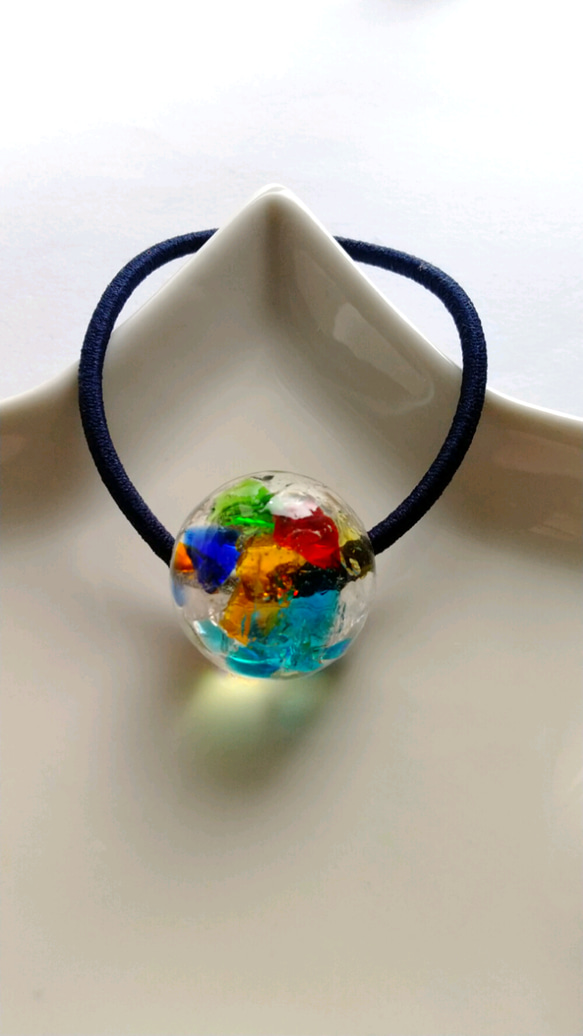 再販　カラフル琉球ガラスのヘアゴム 4枚目の画像