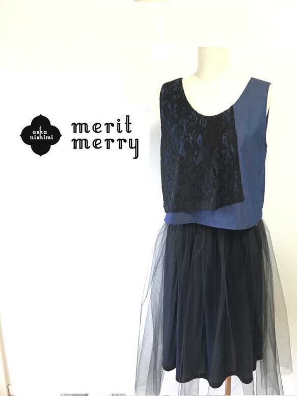 デニム×レースタンク