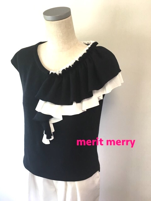 ☆新色☆ ショルダーフリルプルオーバー ブラック